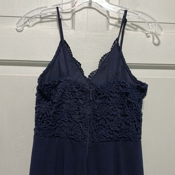 LULU’S Women’s Navy Blue Spaghetti Strap Long Gown Size Extra Small - Picture 4 of 8